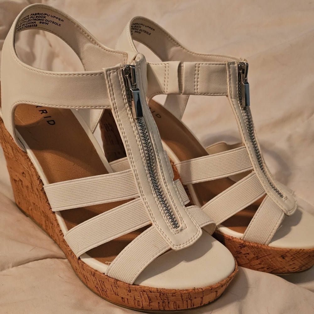 Torrid Cream Wedge Sandals with Cork Heel